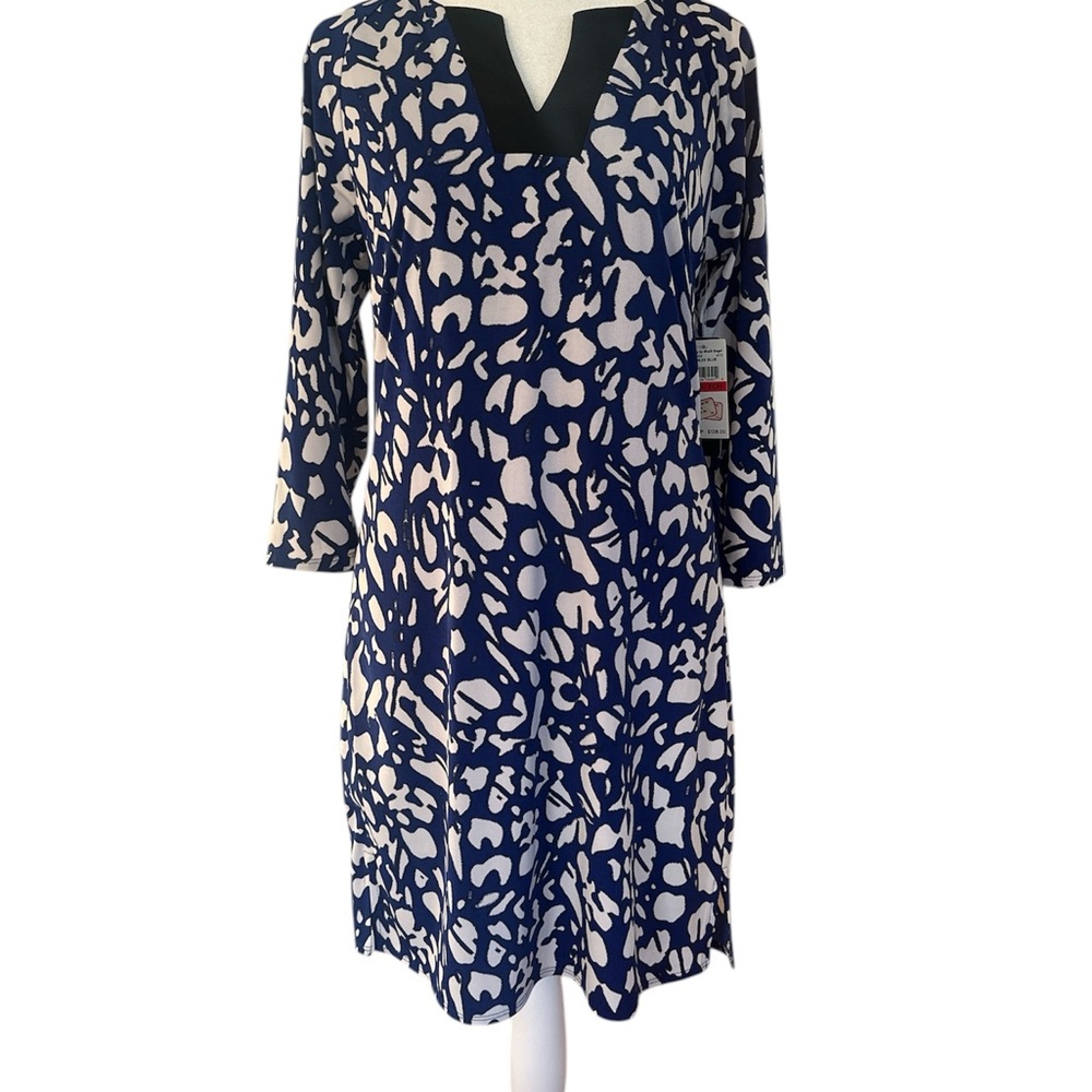 Laundry By Shelli Segal Long Sleeve Dress in Navy, White & Black  - New …